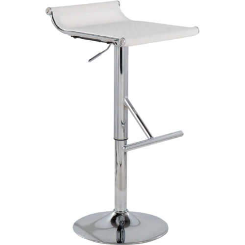 Mirage Ale Adjustable Bar Stool in White Mesh & Chrome